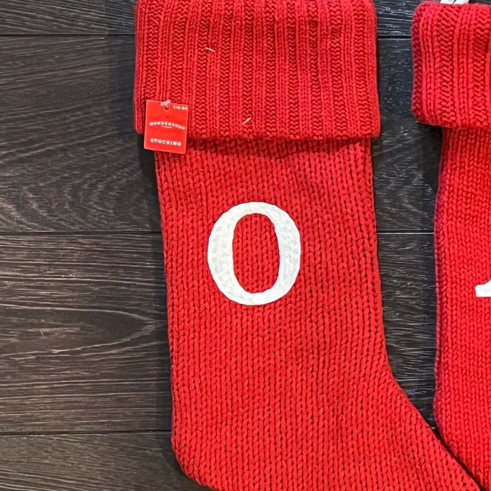 Letter O Knit Monogram CHRISTMAS Stocking Wondershop Red Target 18”